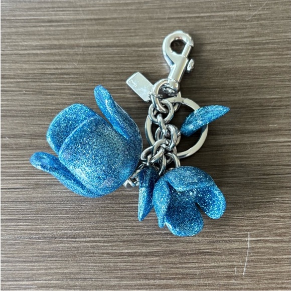 Coach Tea Rose Blue Bag Charm Glitter Resin - Picture 3 of 9